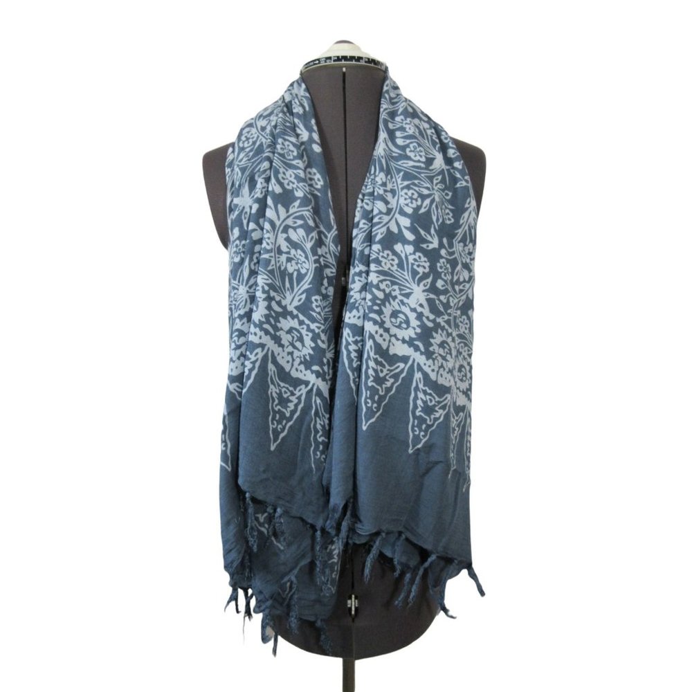 Woven boho‎ floral print fringed lagenlook scarf shawl